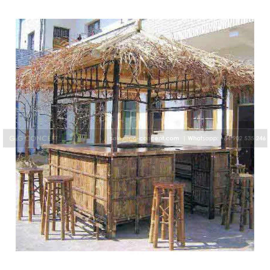 Bamboo Tiki Bar Outdoor With Roofs Offering Cool Shade, Supplier Bamboo Tiki Bar Modern Design In Bulk Cheap Price