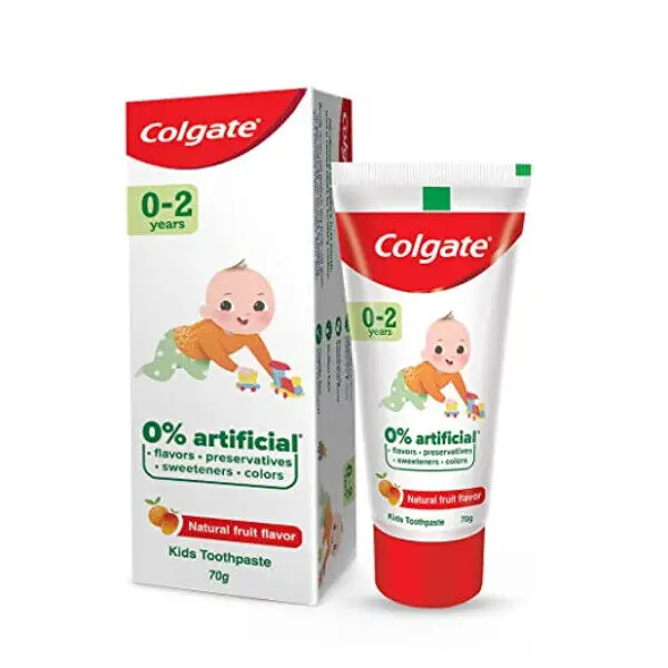 BUY Colgate Toothpaste For Kids Cavity Protection (0-2 Years),Natural Fruit Flavour Tooth Paste, Sls & Fluoride Free - 70G Tube