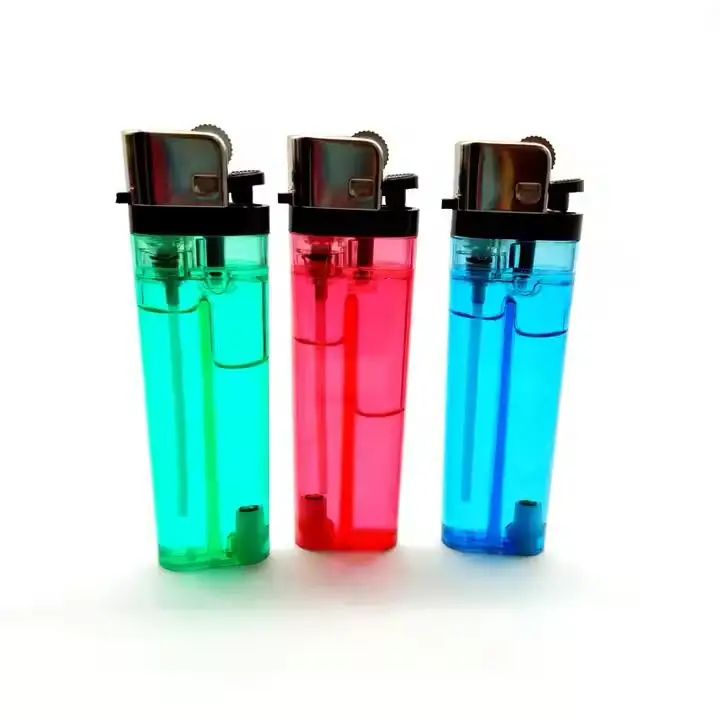Factory Best Selling and Cheapest Price Style Plastic Flint Lighter Slant Disposable Gas Lighter in Solid Color