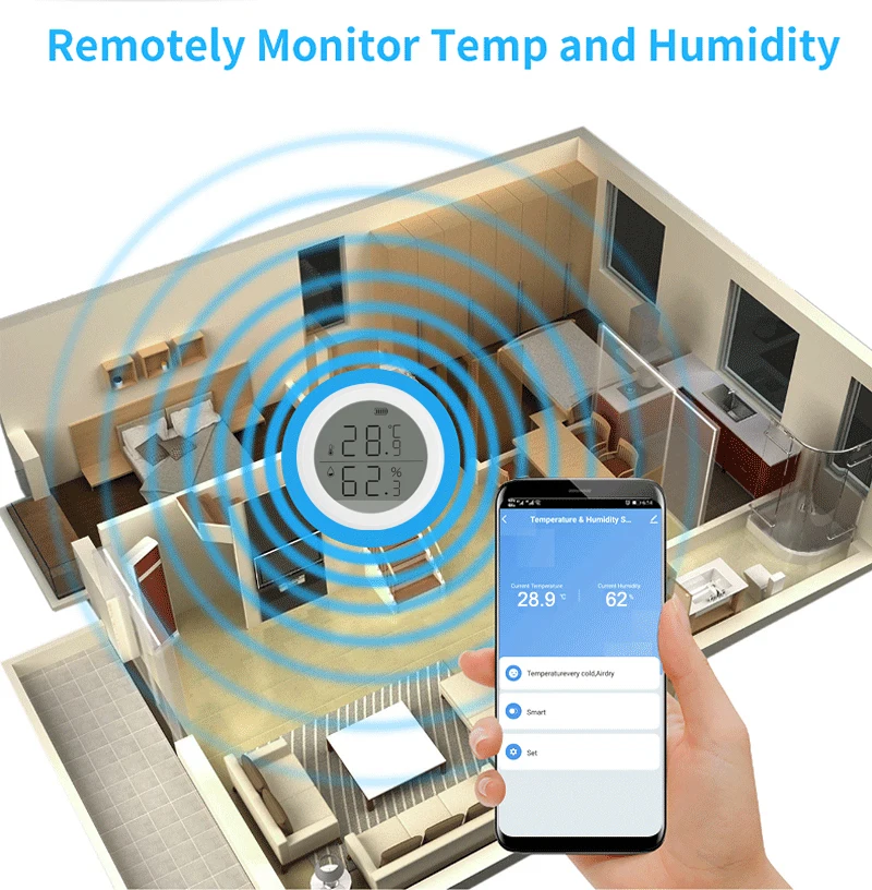 HIMOJO Brand New Tuya Smart Home LCD Display Wifi Thermometer Hygrometer Wireless Smart Temperature Humidity Sensor