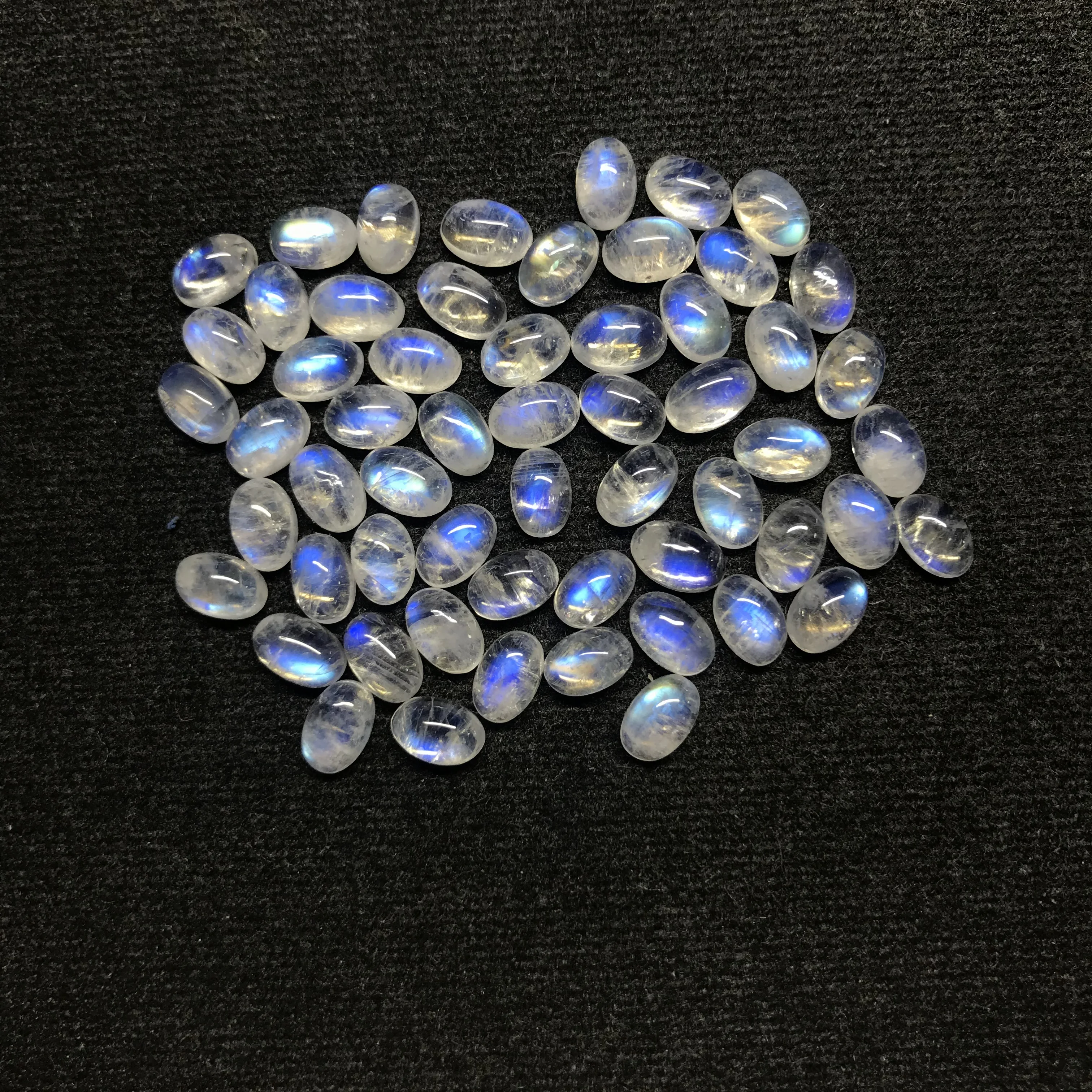 4x6mm Natural Rainbow Moonstone Loose Oval Cabochon Gemstone Wholesale Price Rainbow Moonstone Cabochon 925 Silver Pendant