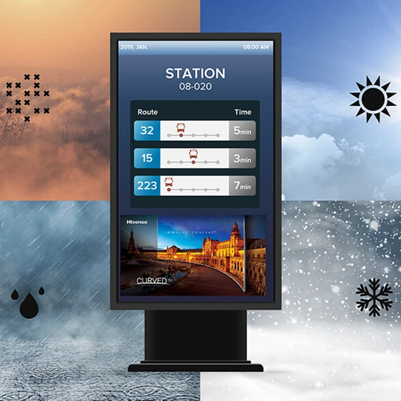 50 Inch 4K UHD Commercial LED Display with 350-nit Brightness Wide Viewing Angles Ethernet LAN Built-in Media Player DVI