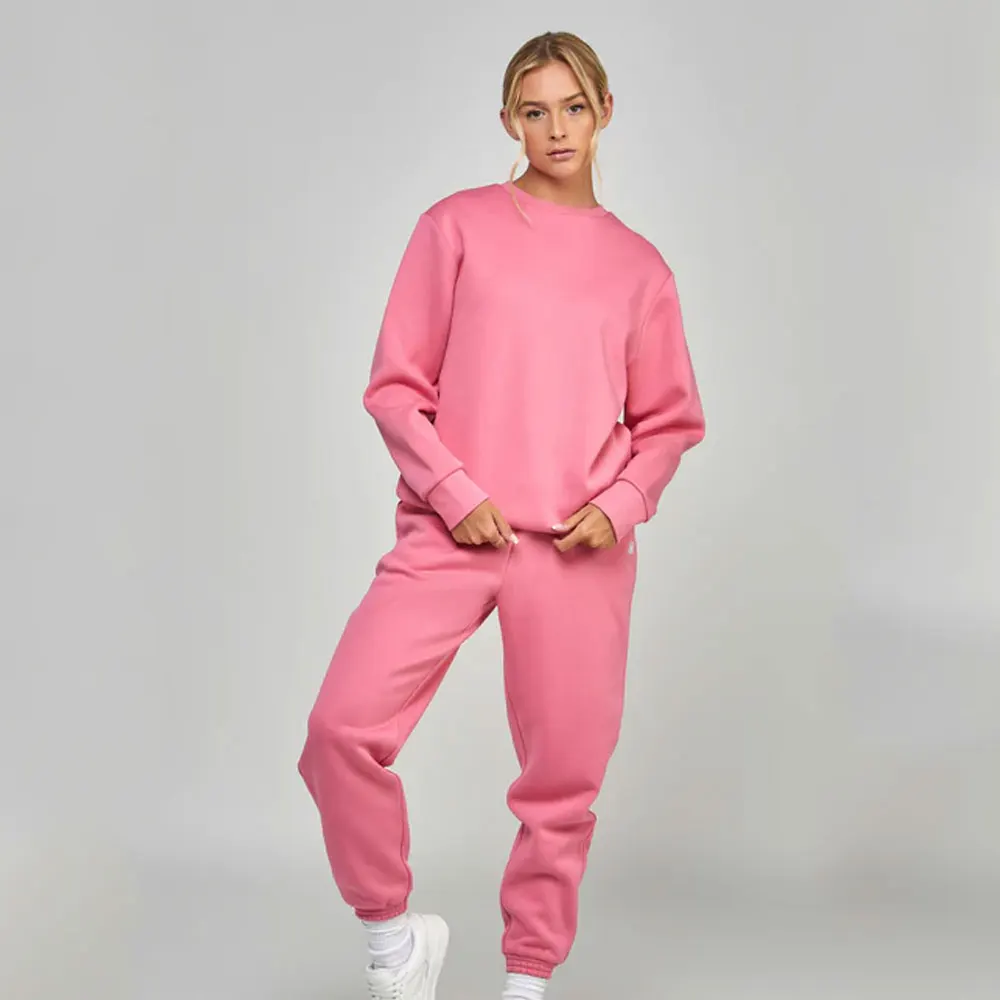 New Tracksuit Women Solid Jogging Suits Fleece Warm Hoodies 2 Piece Set Autumn Winter Fashion Oversized Custom Sweatsuit