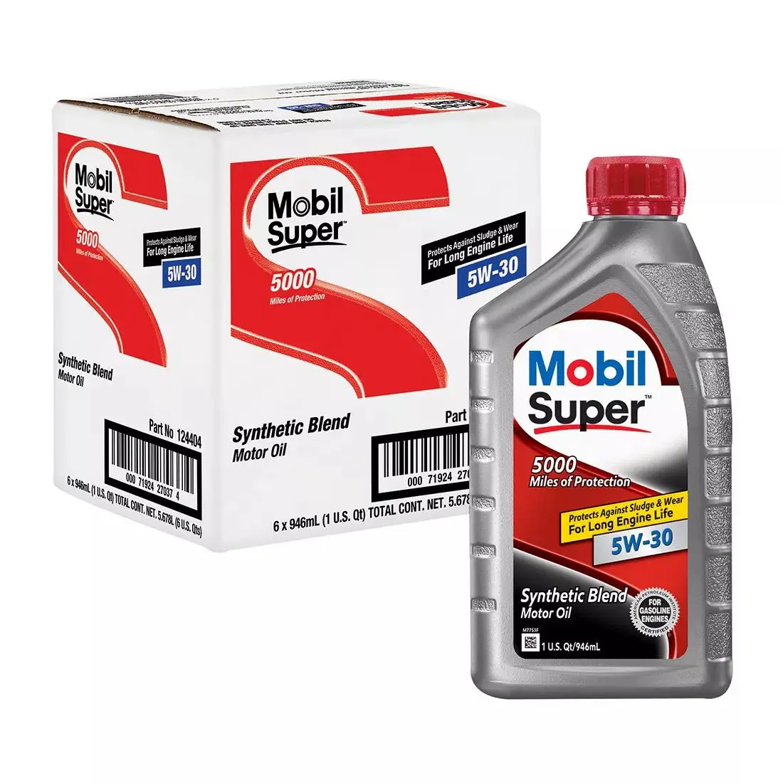 Mobil Super 5000 5W-30 Synthetic Blend 6 Pack 1 Quart