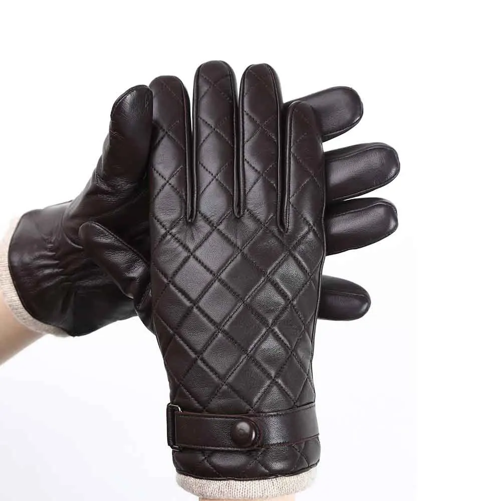 2024 Manufacturer Custom Touch Screen Sheepskin Men Best Leather Gloves For Winter