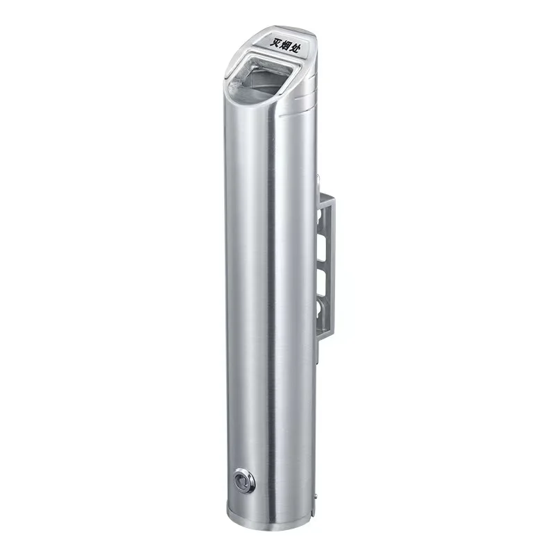 Wall-mounted industrial stainless steel cigarette butt column smoking area Ashtray