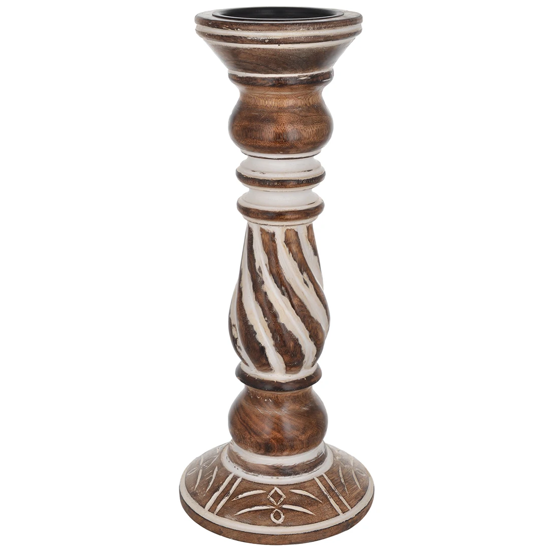 Hand carved wood candle stand pillar and tabletop style for all occasion