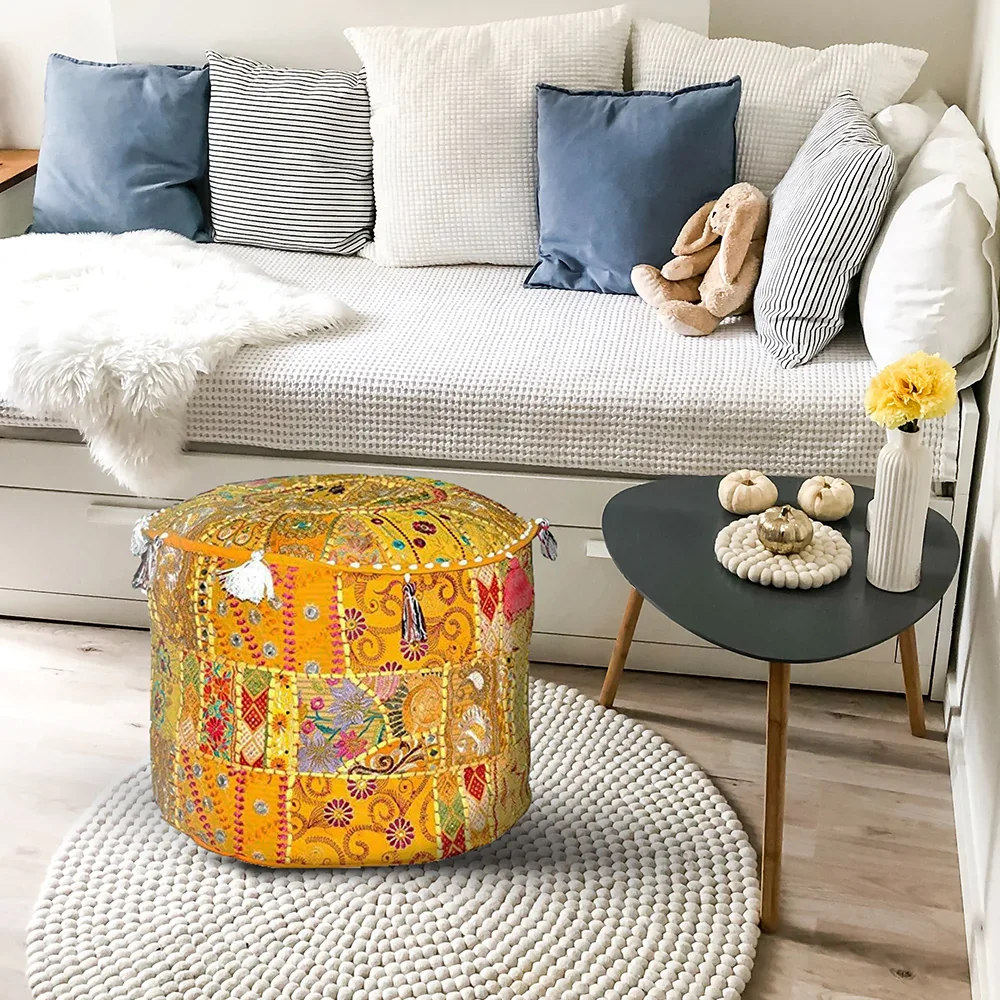 Hot Selling Cotton Pouf Ottoman for Home Living Room and Bedroom Use Available At Affordable Price from India