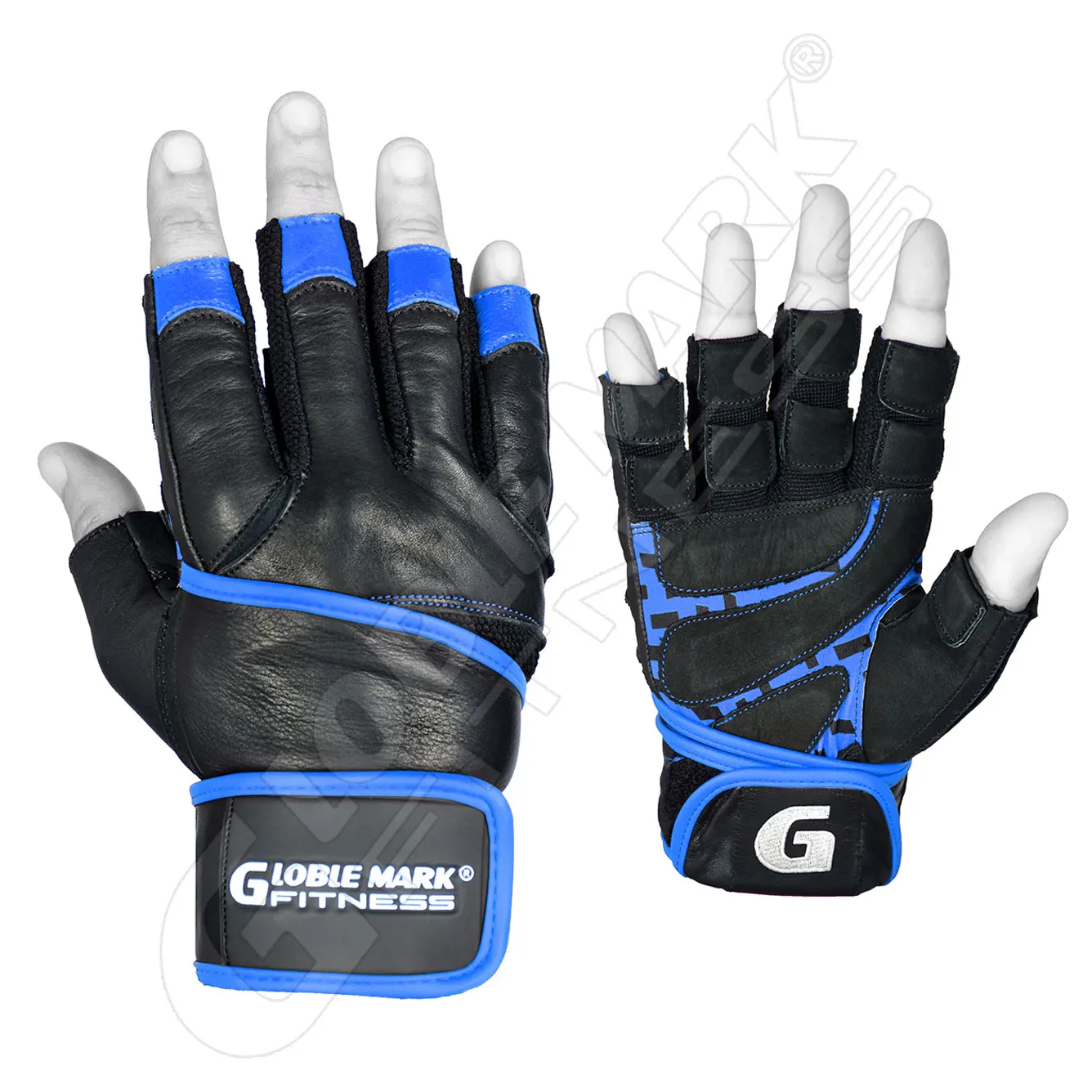 Cowhide Leather Fitness Bodybuilding Workout Gloves Long Grip Palm Wrist Support with Double Straps Weightlifting Gym Training