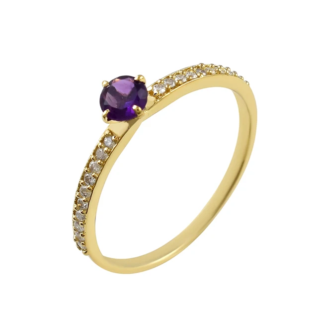 Аметистовый камень Викторианский узор-925 стерлингового серебра Циркон многогранный драгоценный оптом кольцо