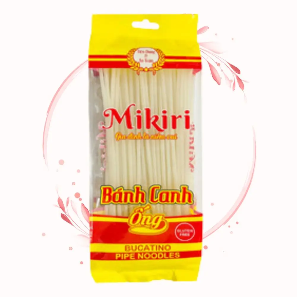 Rice Noodle VietNam Bucatino Pipe Noodles TRADITIONAL FOOD Ingredient Natural rice flour 80% Taste Delicious Smooth Date 1 Years