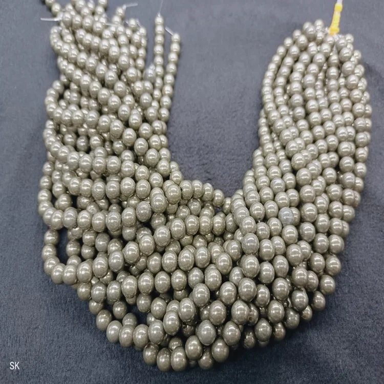 Natural gemstone Pyrite Crystal Stone 8 mm Loose Bead Strand Pyrite carving beads strands