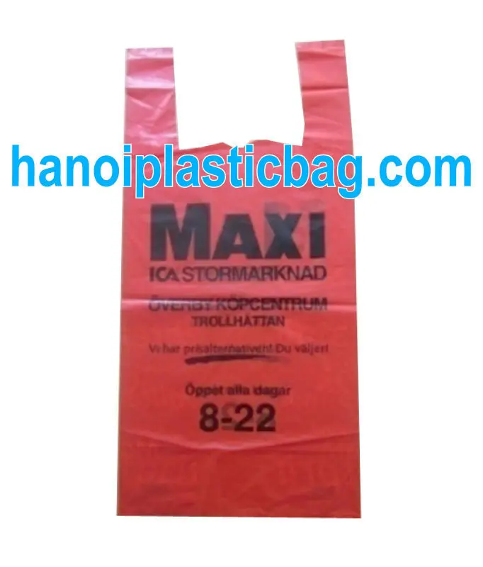 Recyclable plastic bags, Reusable t-shirt shopping bags, and wholesale t-shirt suppliers from Vietnam for retail shopping