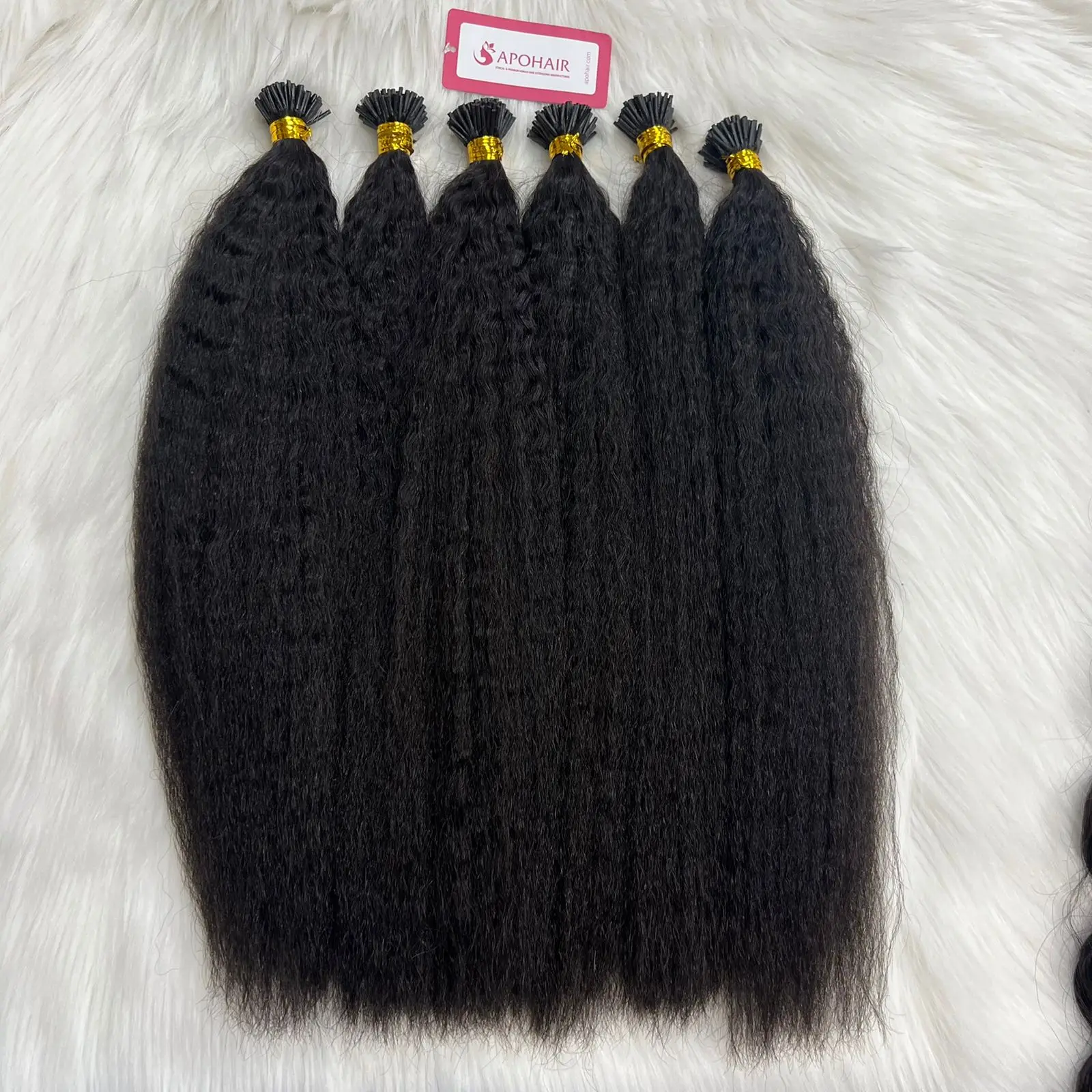 Vietnamese 100% Human  Hair Natural  Color I-Tip Keratin  Hair Kinky Straight  Human  Hair