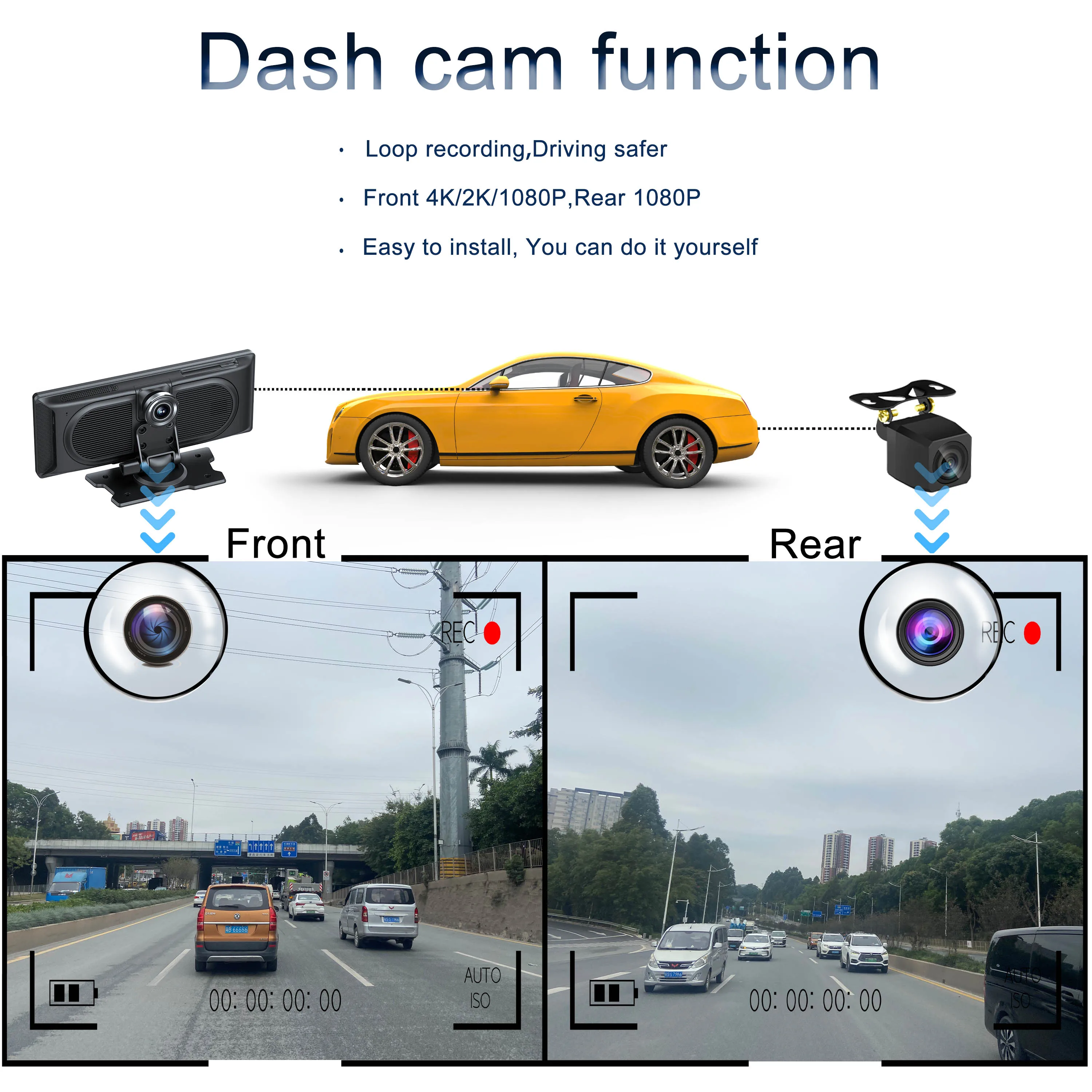 Портативный автомобильный DVD-плеер Carplay Android Auto Dashcam три в одном стерео BT передача звука Smart MP5 плеер экран