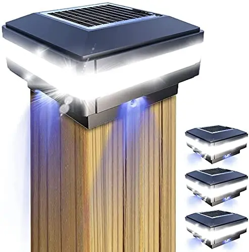 300 Lumen Solar Post Lights Outdoor Post Cap Light for Fence Deck or Patio Solar Powered Caps Warm White High Brightness