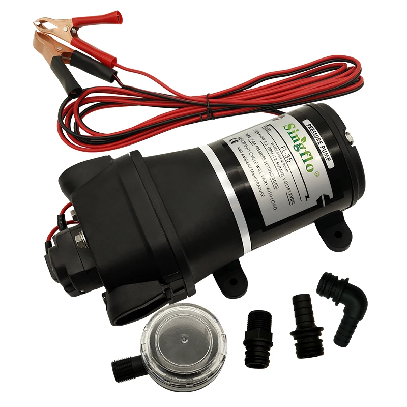 Singflo 12V Water Pressure Diaphragm Pump 12.5LPM 35PSI with Clip Wiring For RV Camper Marine Boat Lawn