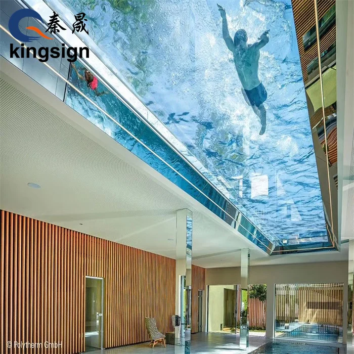 Kingsign competitive price & professional engineer service clear acrylic glass swimming pool plexiglass