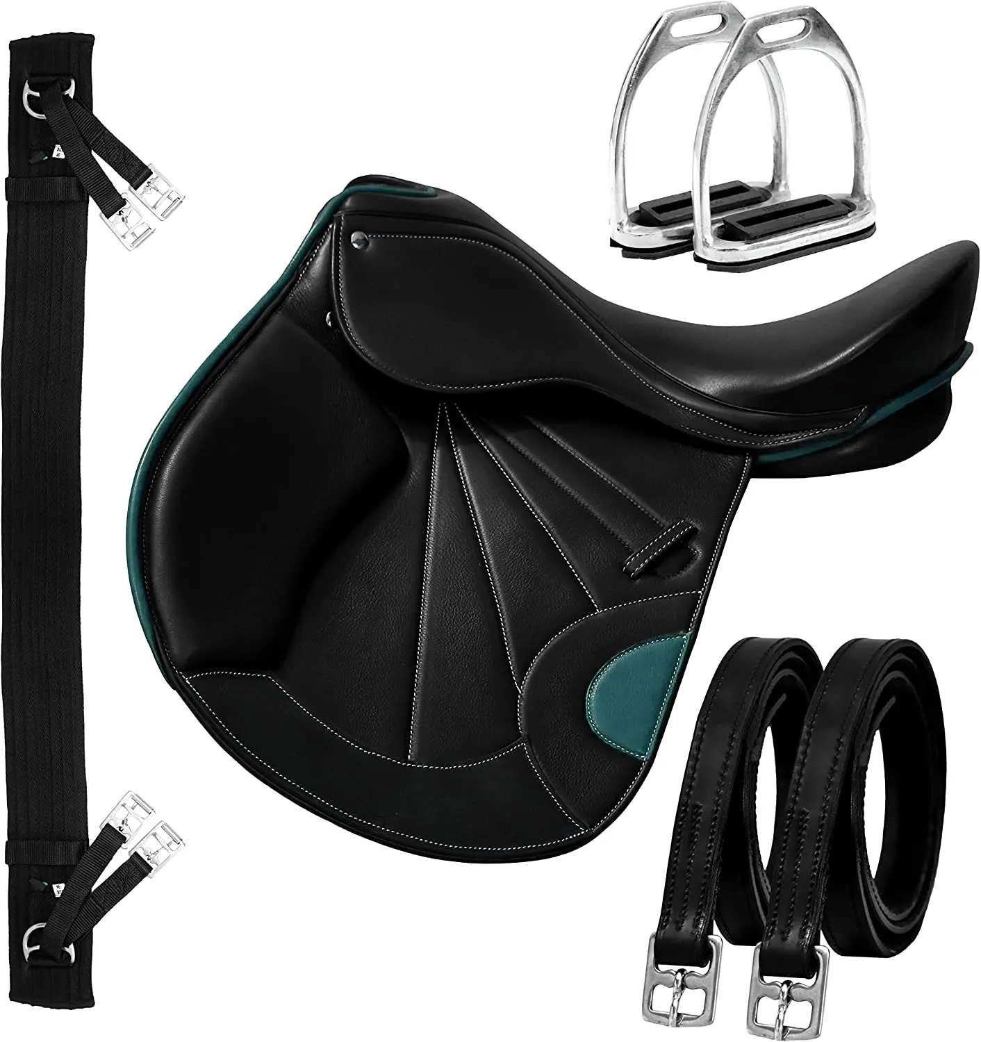 Quality Handmade Leather seasonal English Close Contact Jumping Horse Saddle Tack Get Matching Girth Stirrups Straps all size