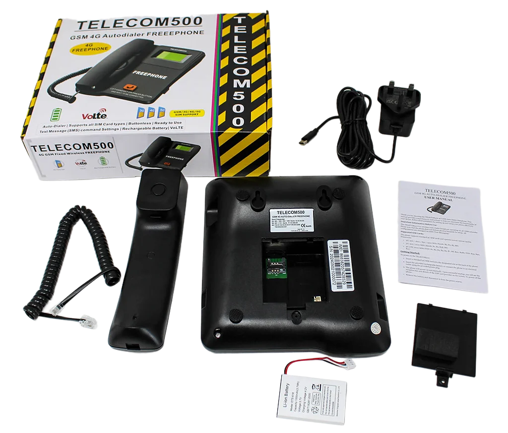 TELECOM500 FREEPHONE 4 GSM  TAXI  Fixed Wireless Phone, FWP  HotDial, Babycall AutoDial. For COMPANIES, HOTELS, MALLS, HOSPITALS