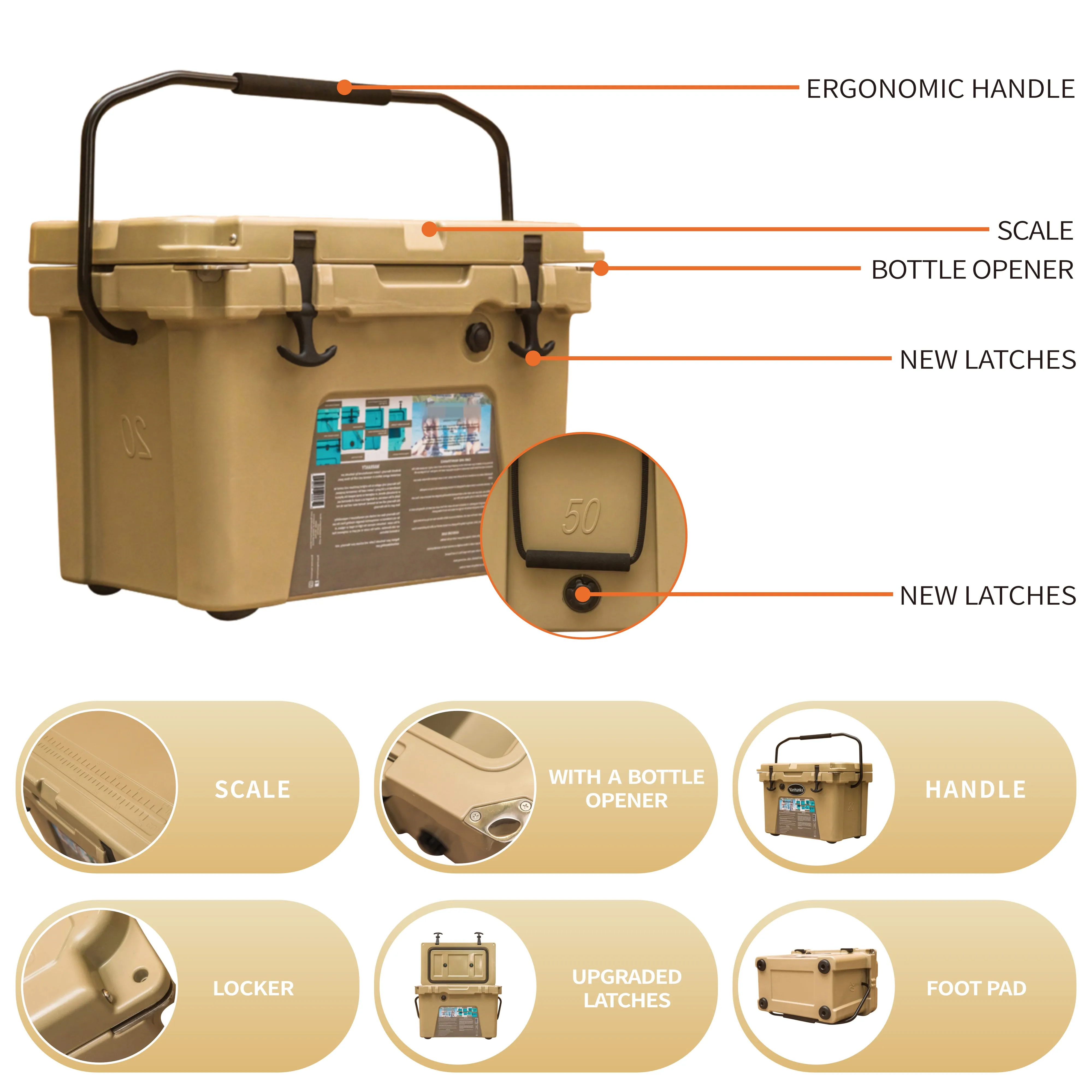 20L custom logo insulated portable thermal Multifunctional rotomolded ice chest cooler wholesale