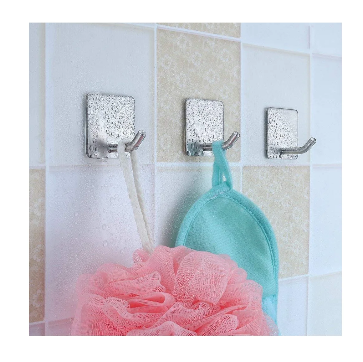 Adhesive Towel Hooks for Bathroom / Kitchen Multi Purpose stainless steel hook metal hook kitchen load-bearing sticky
