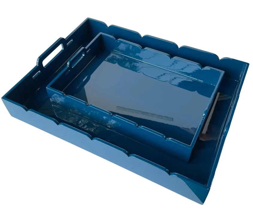 Serving Tray Bamboo Trays Tea Coffee Table Ottoman Tray Set with Handles Wood for Food Breakfast Party Laser Box Logo Style FUJ