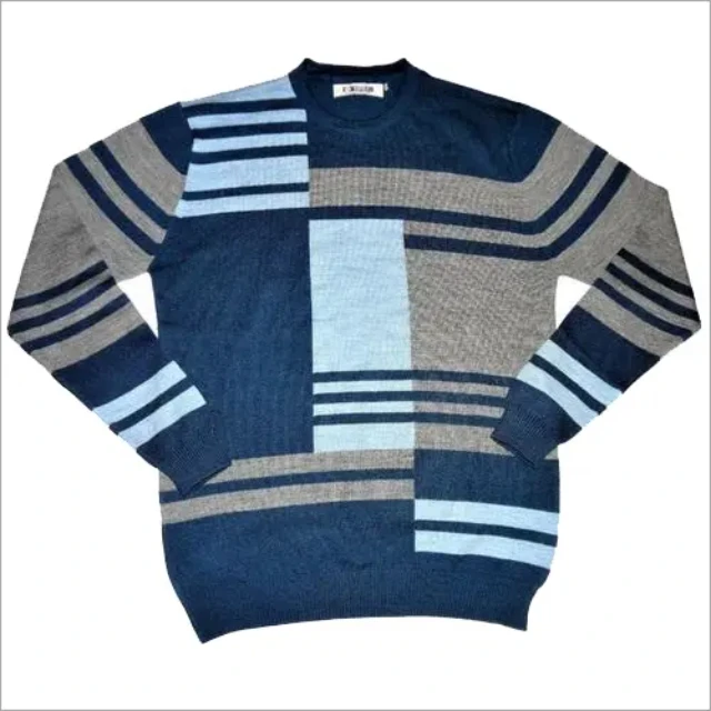 New Style Custom Logo Sweater Pattern Ppullover Crew Neck Knit Top Winter Cotton Flat Knitwear Custom Knitted Sweater Men