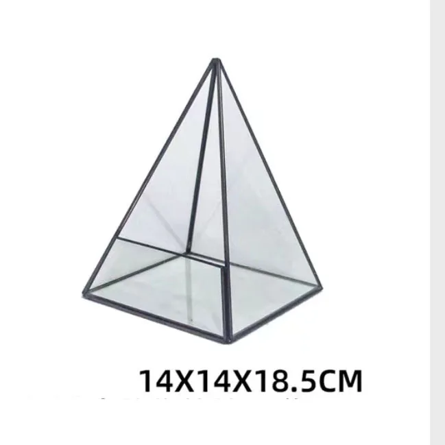 pyramid vertical metal glass geometric terrarium for home and indoor