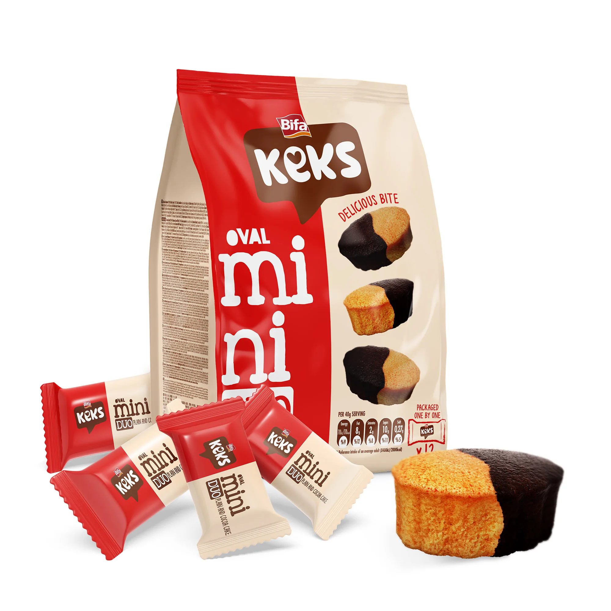 Мини-Овальный торт Bifa Keks простой и какао 170 г x 2 шт. очень вкусный высококачественный