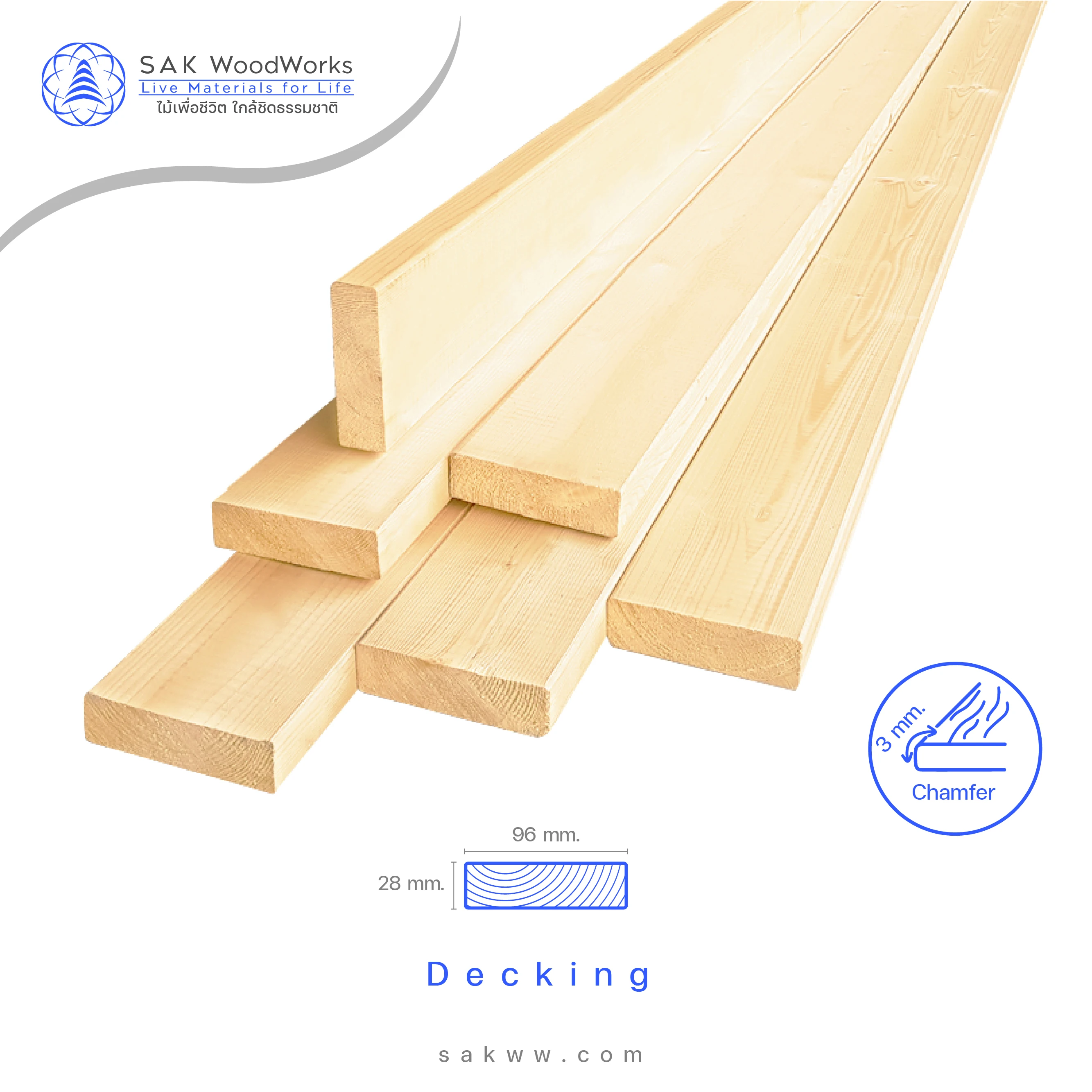 Affordable Eco-Friendly Versatile Durable Timber Pine Wood Spruce Decking Perfect for Modern Designs 28x96x6000mm SAK WoodWorks