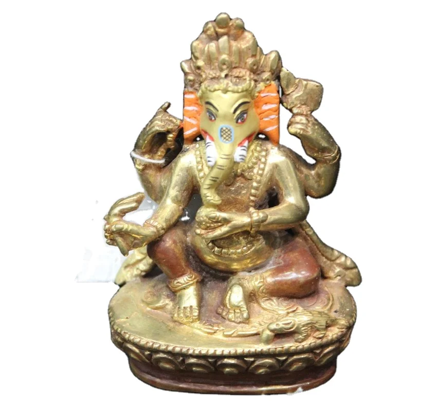 Home Decor Brass Statue Bronze Nepal Handicraft Ganesha Figurine Top Quality Brass Religious SCULPTURE Metal Art for Sale