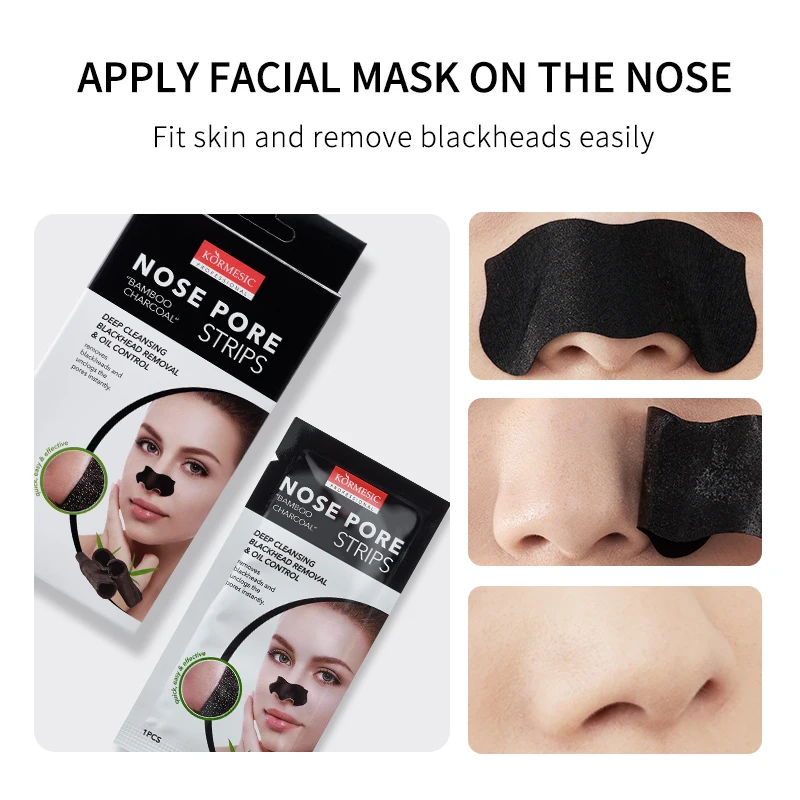 KORMESIC OEM private label Acne Treatment Face Mask Deep Cleansing Peel Off Face Mask And Nose Charcoal Blackhead Remover Mask