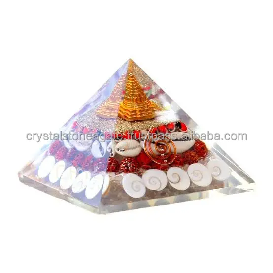 Новое поступление полудрагоценная Пирамида Laxmi Yantra Gomati Chakra Orgone из Индии для богатства и процветания