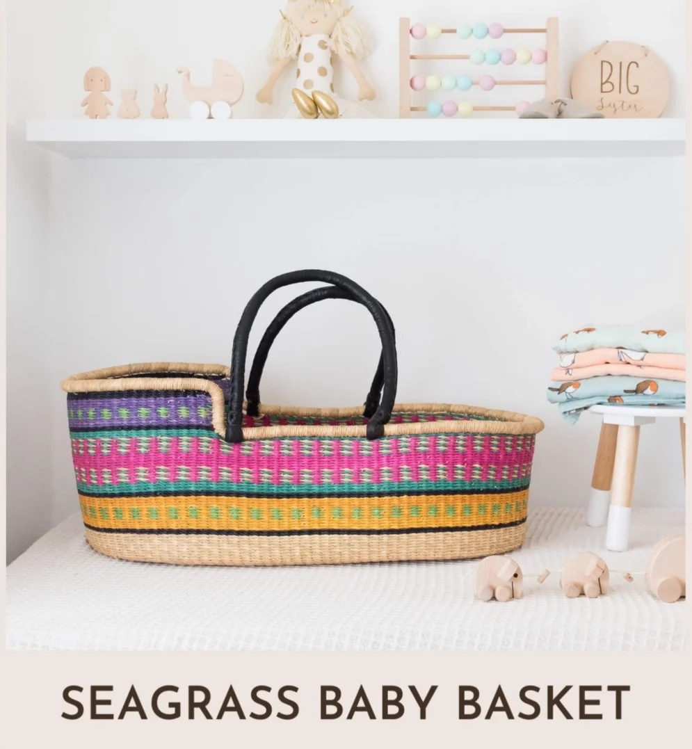 Rattan natural wicker baby basket kids crib hand weaving customizable pattern seagrass straw change moses baskets