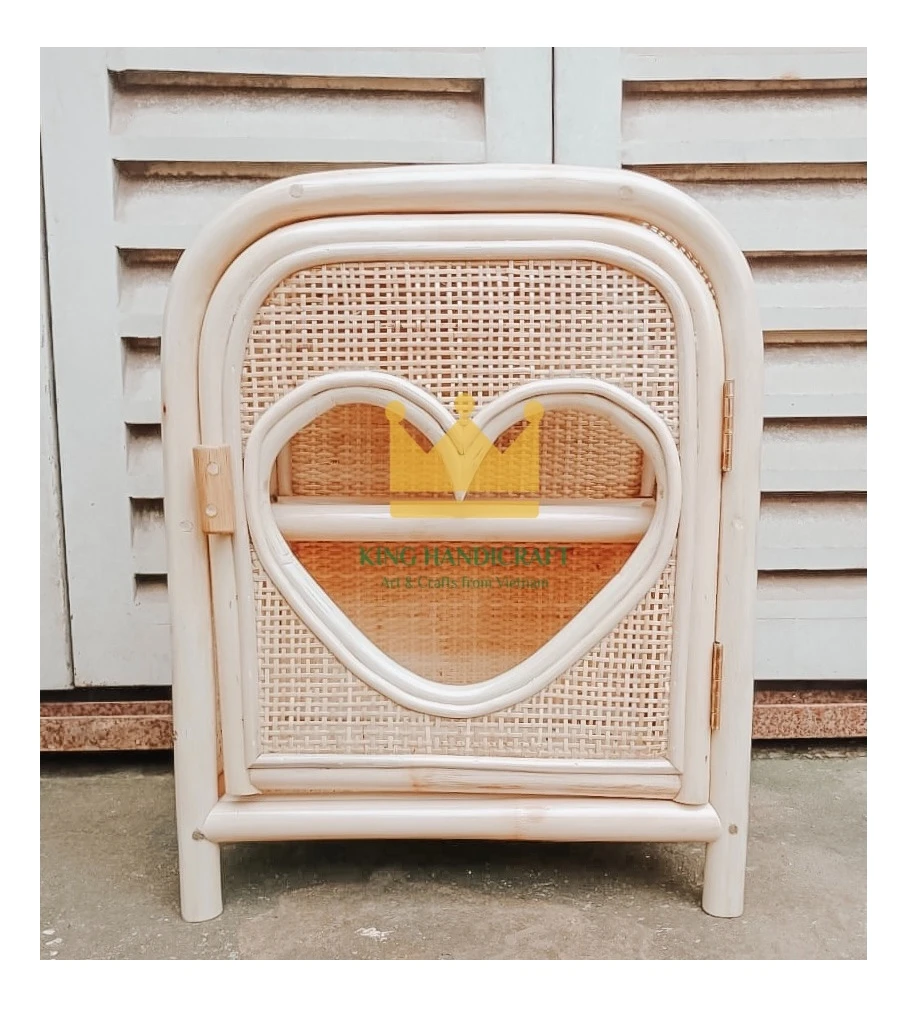 High Quality Wicker Cabinet for Doll, Rattan Daisy Dolls Wardrobe Doll Furniture Rattan Swan Dresser Mini heart shape
