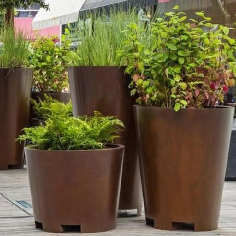 Custom outdoor large metal plant garden flower pots manufacturers