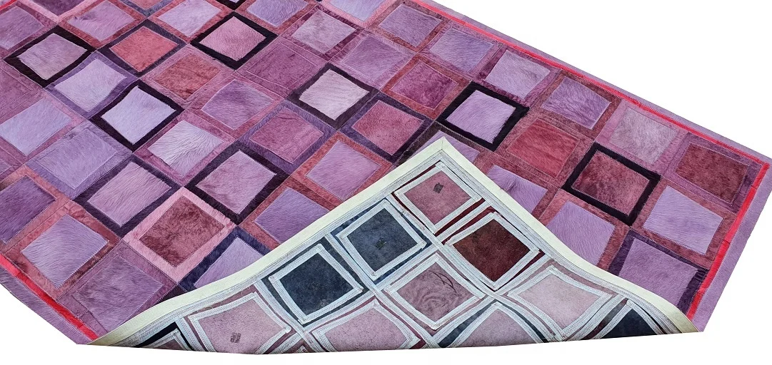 Pink+Purple Dyed cowhide modern contemporary design modern hair-on Cowhide Fur rug for room For Indoor and Out Door Decorations