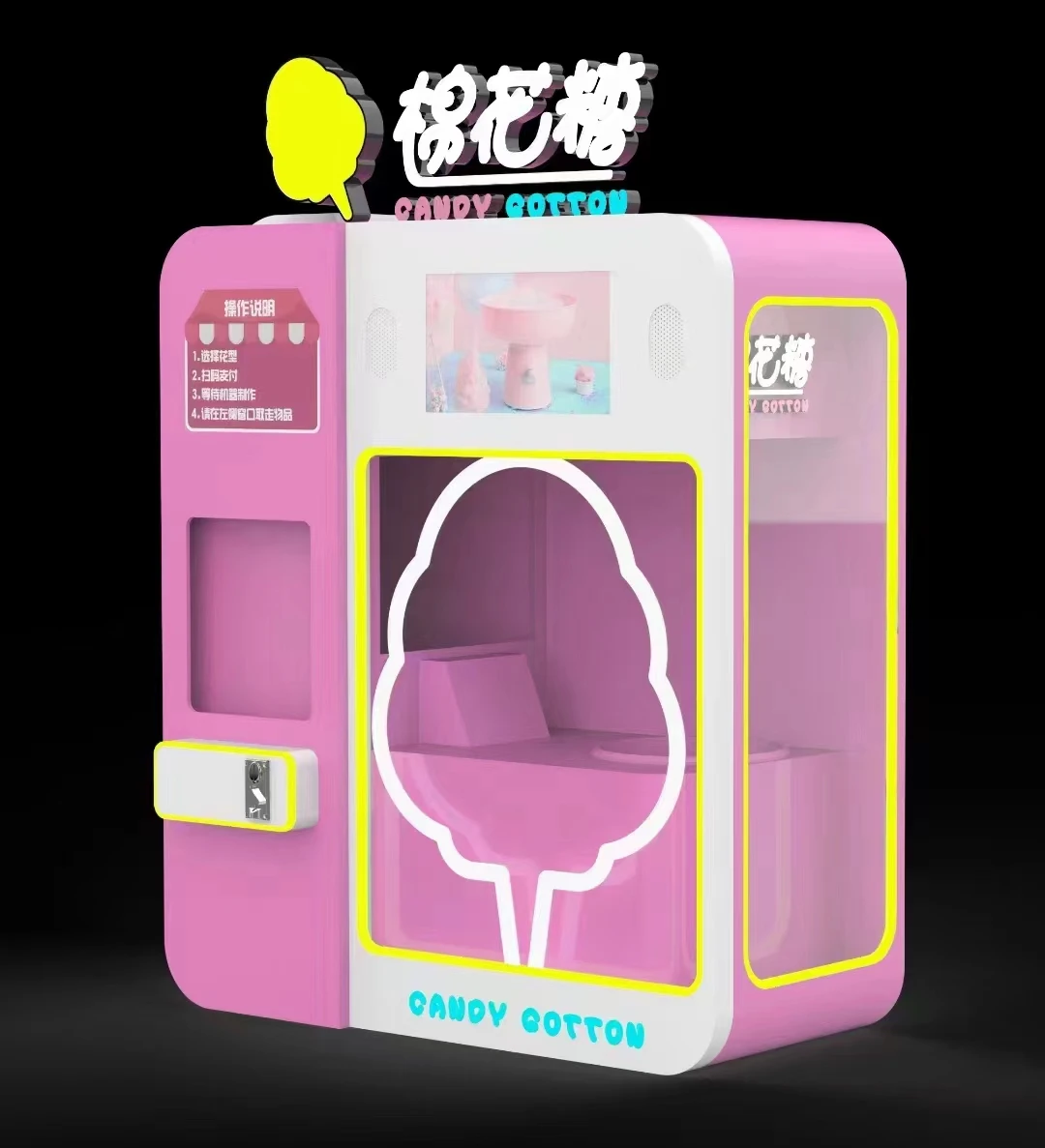 commercial fairy floss machine automatic cotton candy vending machine candy floss vending machine for sale