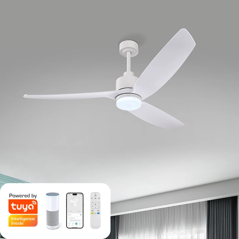 56 inch smart WI-FI tuya DC google and Alexa Remote Control Lighting Indoor Ceiling Fan With Light