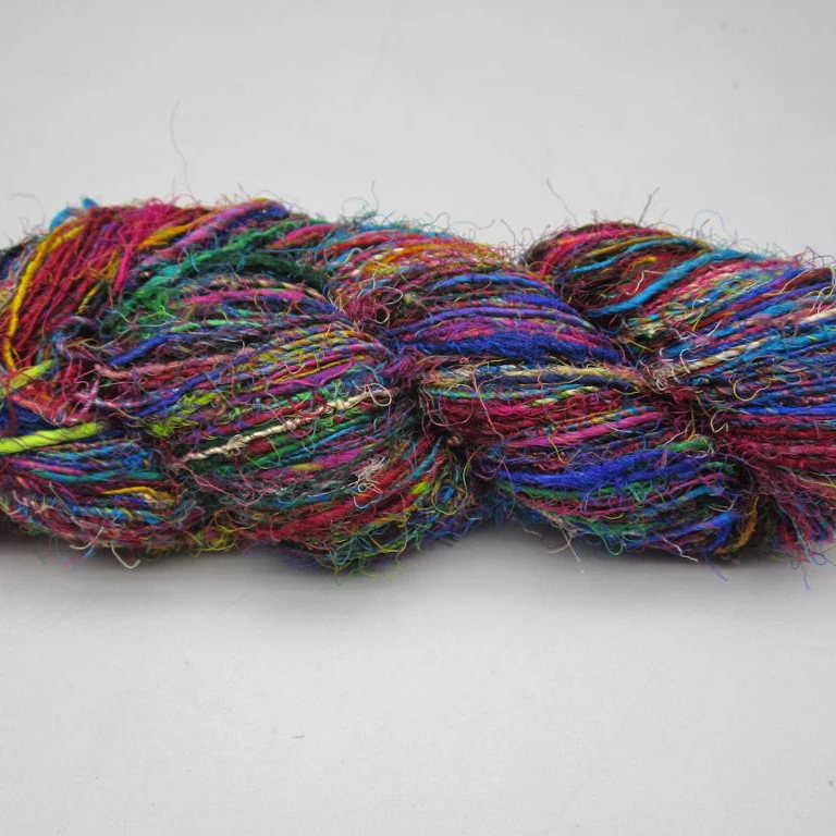 Recycled Sari silk yarn or Himalaya silk yarn handspun Mulberry silk waste Yarn for Weaving tufting knitting crochet art & craft