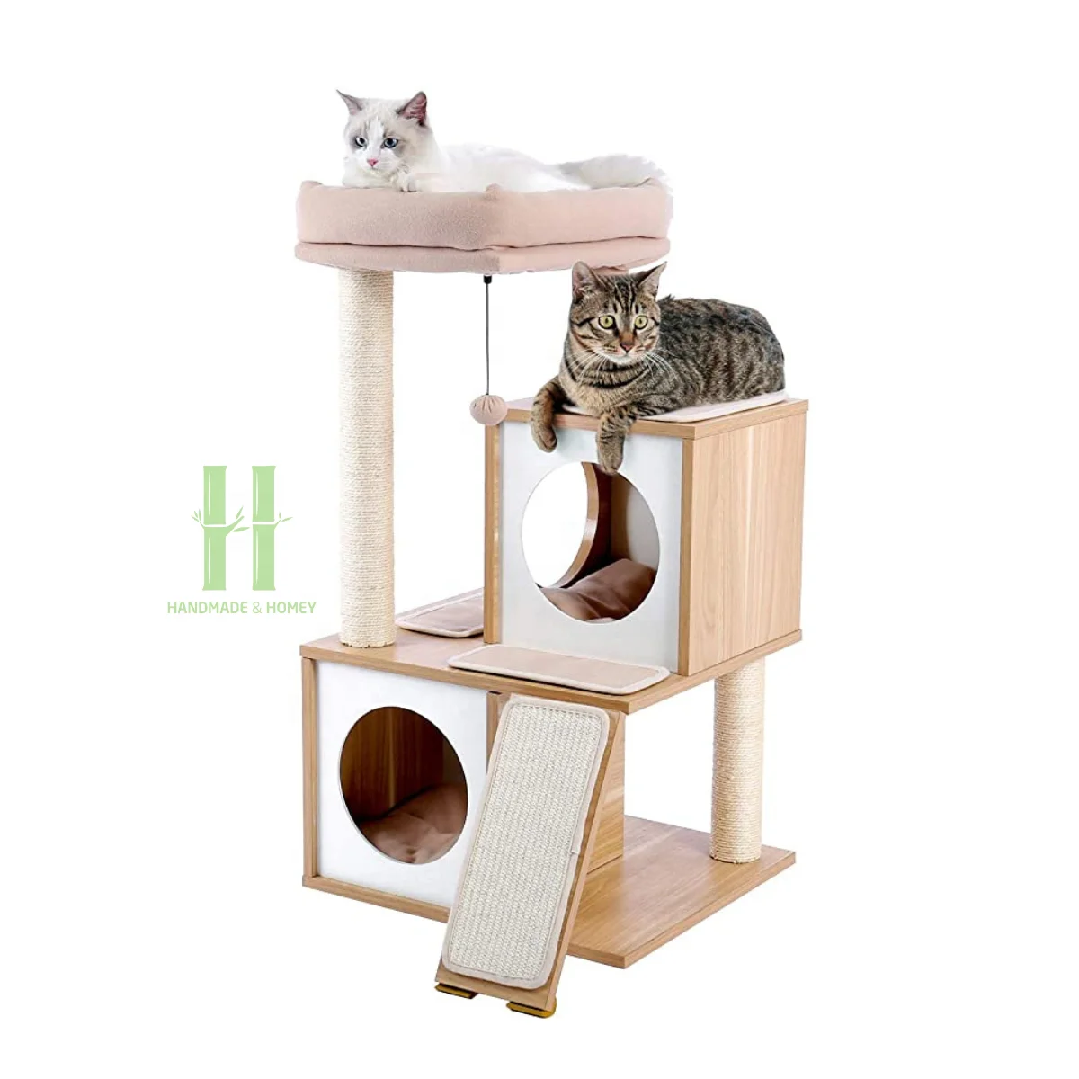 White Two Condo Cat Tower Tree Double Cat Tree Player Variety of Color and Dimension Customize Logo and Package from Vietnam