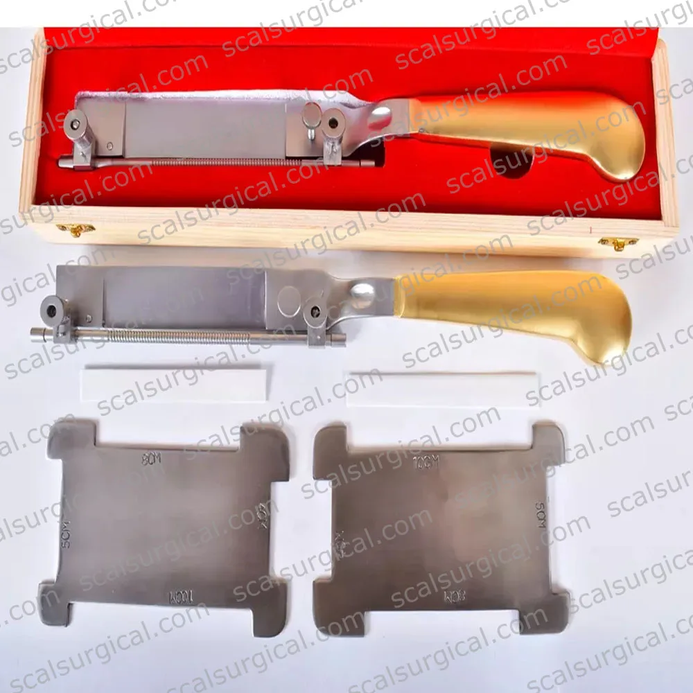 Skin Grafting Harvest Knife with Sterilized Blades and Skin Holding Plates German Steel Schink Knife