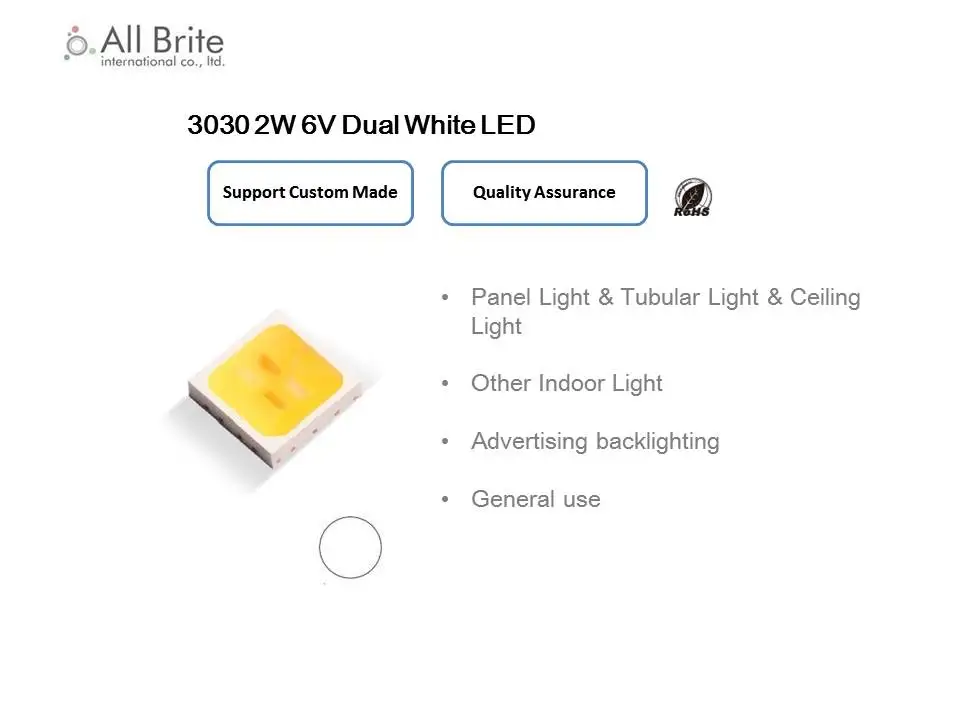 3030 2W 6V high power Dual White LED