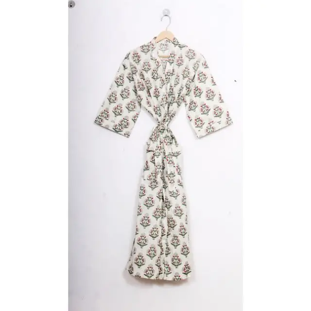 Wholesale And Manufacturer Indian 100% Cotton Free Size Robe Unisex Bath Robe Cotton Swim Wear Dressing Gown Bridesmaid Robes