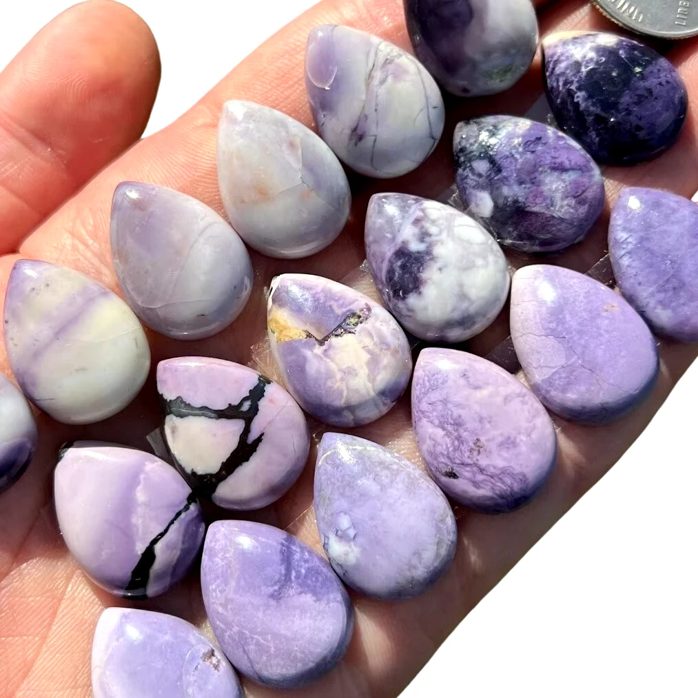 Tifany Stone Cabochon Teardrop  Polished Tifany Crystal Cabochon  Tumbled Purple Opal Gemstone Purple Opal Fluorite