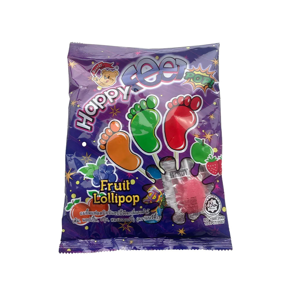 HOT SELLING CANDY BEARDY HAPPY FEET POP (FLAT) FRUIT FLAVOUR GOOD TASTE MALAYSIA WHOLESALER