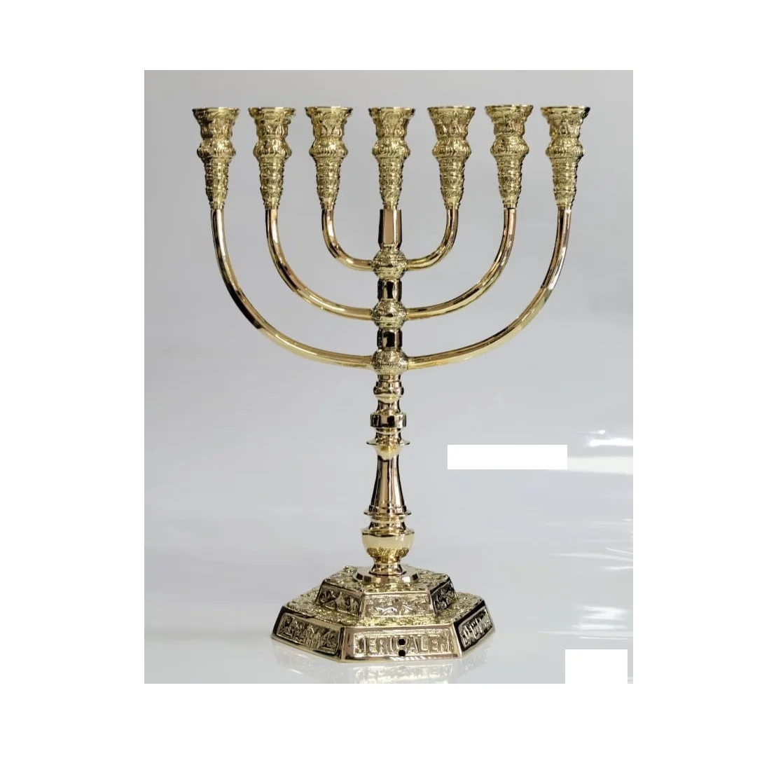 Best Selling Jewish Menorah Candle Holders Religions Candelabra Hanukkah Menorah Candlesticks 7 Branch Exporter From India