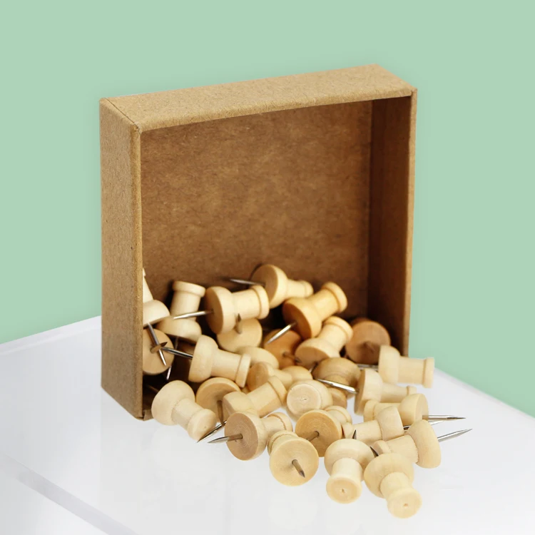 New Goods Factory 30pcs in box eco-friendly Wooden Combination Creative Office Stationery Fixed Hook Cork Pushpin