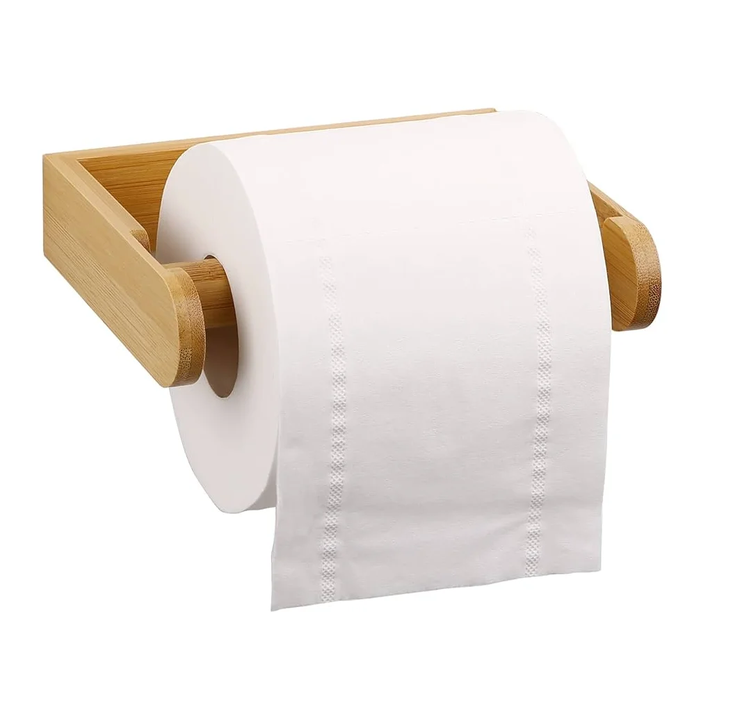 Simply Standing Wooden Paper Roll Holder Kitchen Paper Hanger Rack Bathroom Long Handle Decorative Items